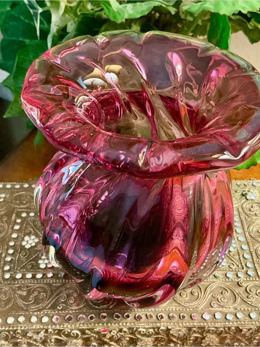 Vintage Mid Century Chribska Art Glass Vase